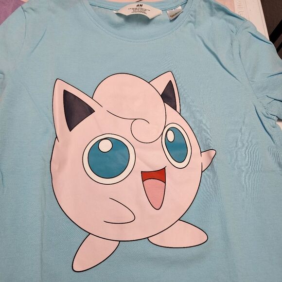 H&M Girls Pokemon Pikachu & Jigglypuff Blue & Pink T-shirt Set of 2 NEW - Picture 2 of 8